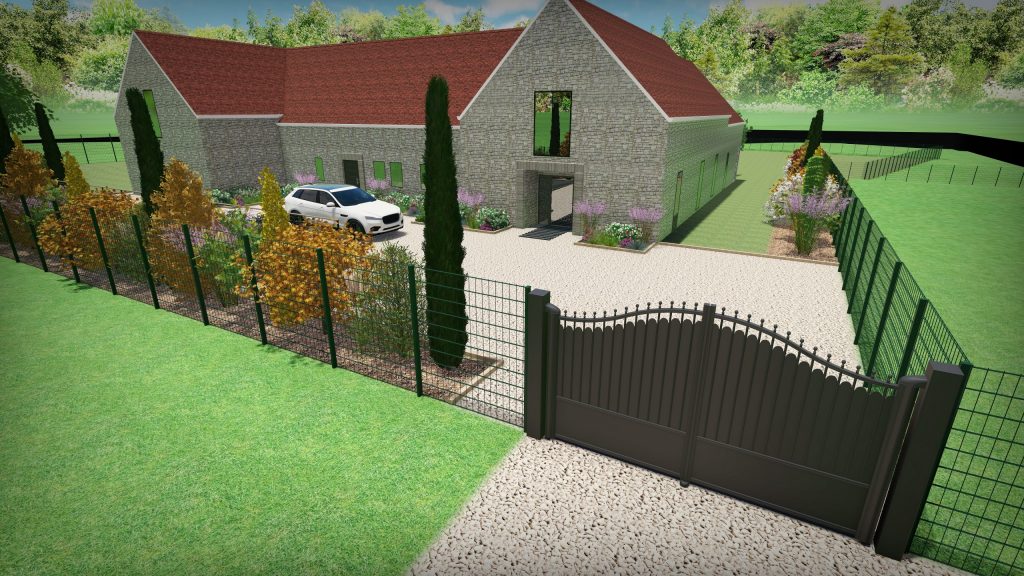 Colver createur jardin paysagiste oise compiegne noyon bureau etude conception paysagere portail devanture